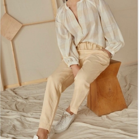 NEW Joie Carla Linen Blend Pant Pull On Drawstring Waist Small - Picture 2 of 10